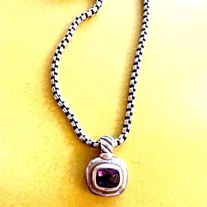 David Yurman Amethyst Pendant and 16” Chain.